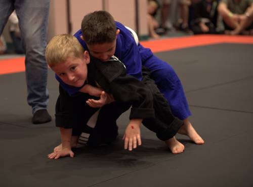 Preschool students on the mat in a Mollis Ars BJJ class